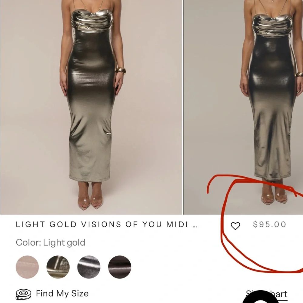 JLUXLABEL Metallic Gold “Visions of You” Midi Dress - Picture 2 of 9